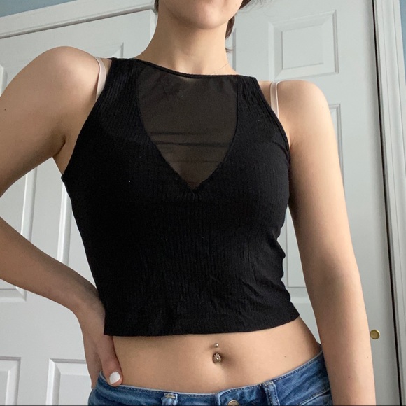 Tops - Black Mesh Tank Top